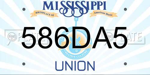 586DA5 Mississippi License Plate