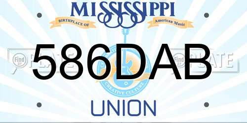 586DAB Mississippi License Plate