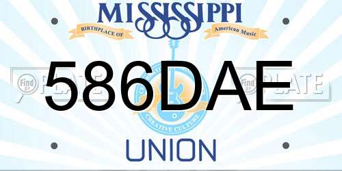 586DAE Mississippi License Plate