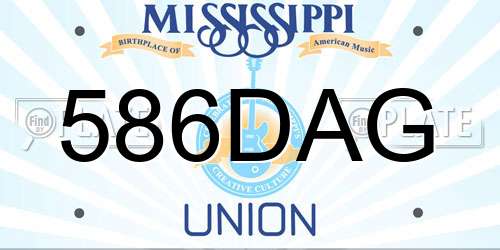 586DAG Mississippi License Plate