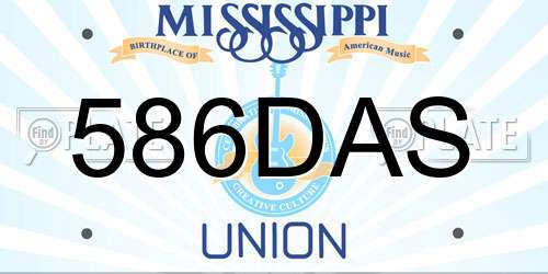 586DAS Mississippi License Plate