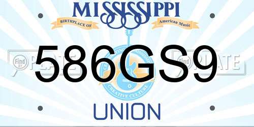 586GS9 Mississippi License Plate
