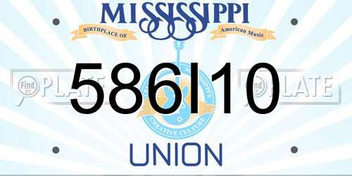 586I10 Mississippi License Plate