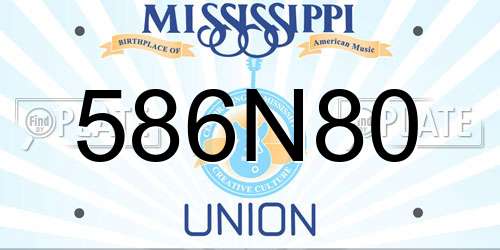 586N80 Mississippi License Plate