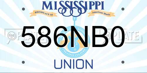 586NB0 Mississippi License Plate