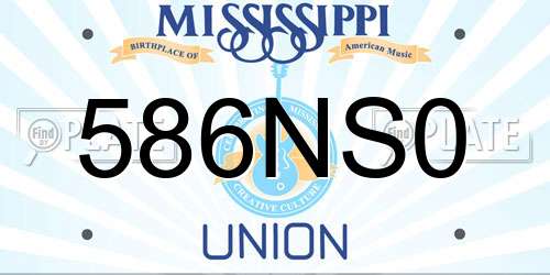586NS0 Mississippi License Plate