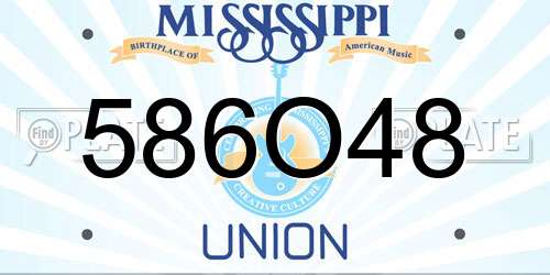 586O48 Mississippi License Plate