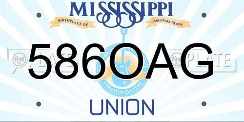 586OAG Mississippi License Plate