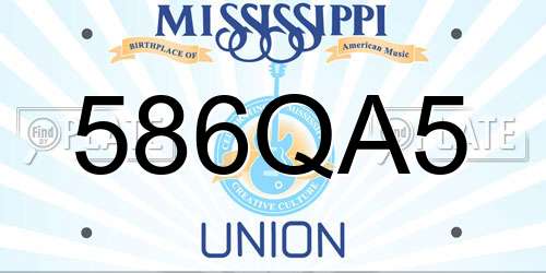 586QA5 Mississippi License Plate