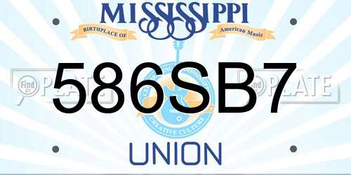 586SB7 Mississippi License Plate