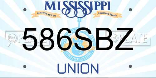 586SBZ Mississippi License Plate