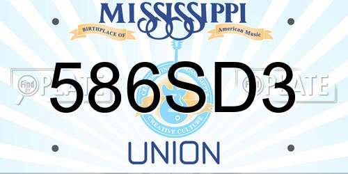586SD3 Mississippi License Plate