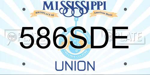 586SDE Mississippi License Plate