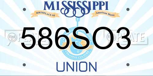 586SO3 Mississippi License Plate