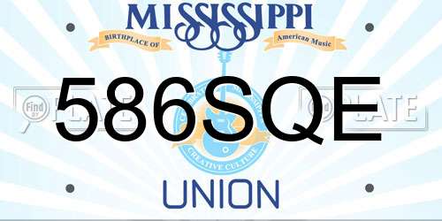 586SQE Mississippi License Plate