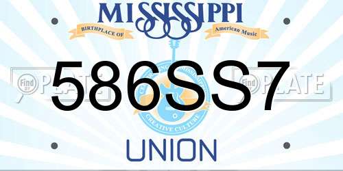 586SS7 Mississippi License Plate
