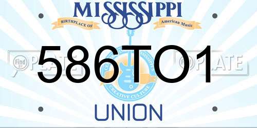 586TO1 Mississippi License Plate