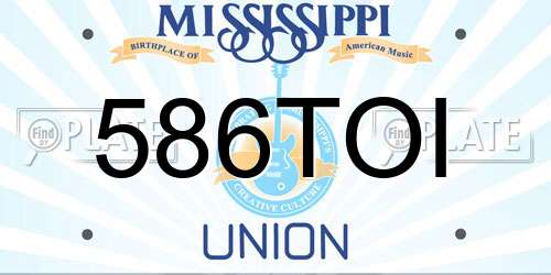 586TOI Mississippi License Plate