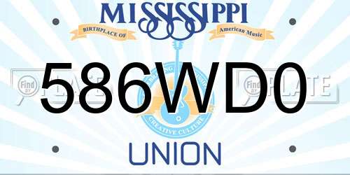 586WD0 Mississippi License Plate