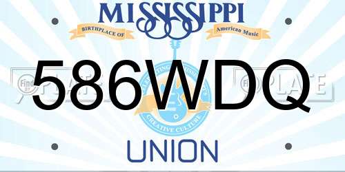 586WDQ Mississippi License Plate