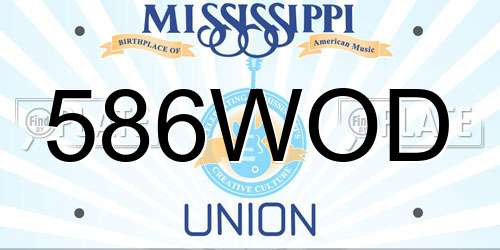 586WOD Mississippi License Plate