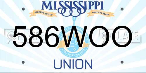 586WOO Mississippi License Plate