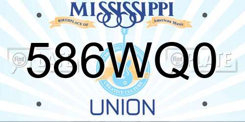 586WQ0 Mississippi License Plate