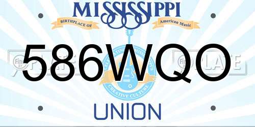 586WQO Mississippi License Plate