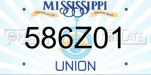 586Z01 Mississippi License Plate