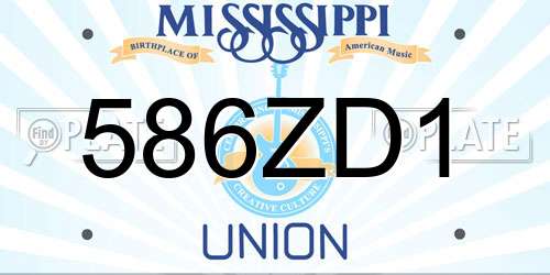 586ZD1 Mississippi License Plate