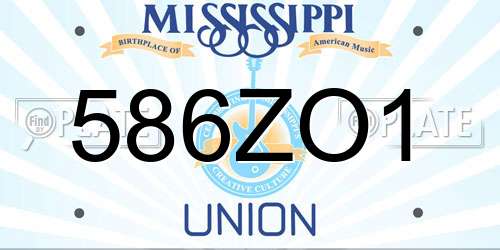586ZO1 Mississippi License Plate