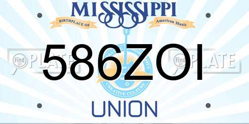 586ZOI Mississippi License Plate