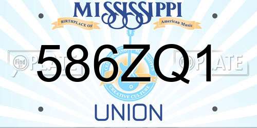 586ZQ1 Mississippi License Plate