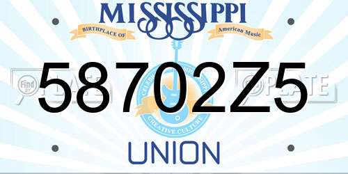 58702Z5 Mississippi License Plate