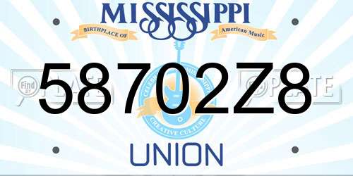 58702Z8 Mississippi License Plate