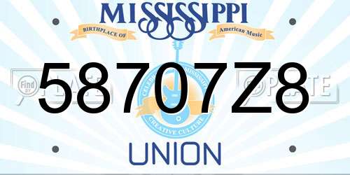 58707Z8 Mississippi License Plate