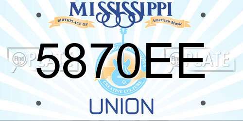 5870EE Mississippi License Plate