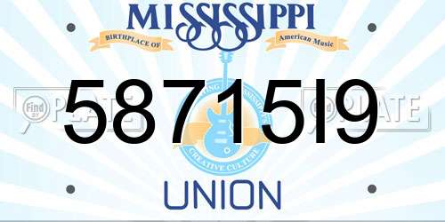 58715I9 Mississippi License Plate