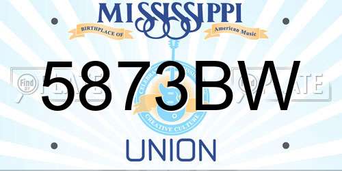 5873BW Mississippi License Plate