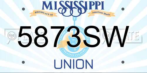 5873SW Mississippi License Plate