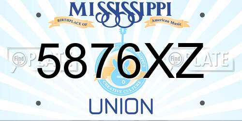 5876XZ Mississippi License Plate