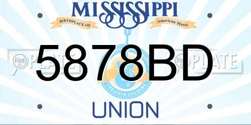 5878BD Mississippi License Plate