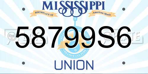 58799S6 Mississippi License Plate
