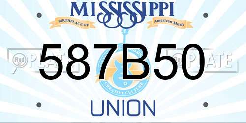 587B50 Mississippi License Plate