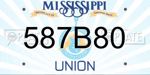 587B80 Mississippi License Plate