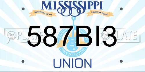 587BI3 Mississippi License Plate