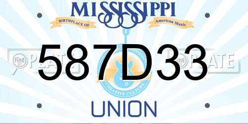 587D33 Mississippi License Plate