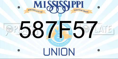 587F57 Mississippi License Plate