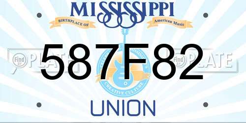 587F82 Mississippi License Plate