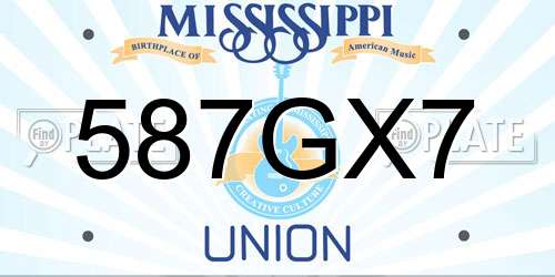 587GX7 Mississippi License Plate